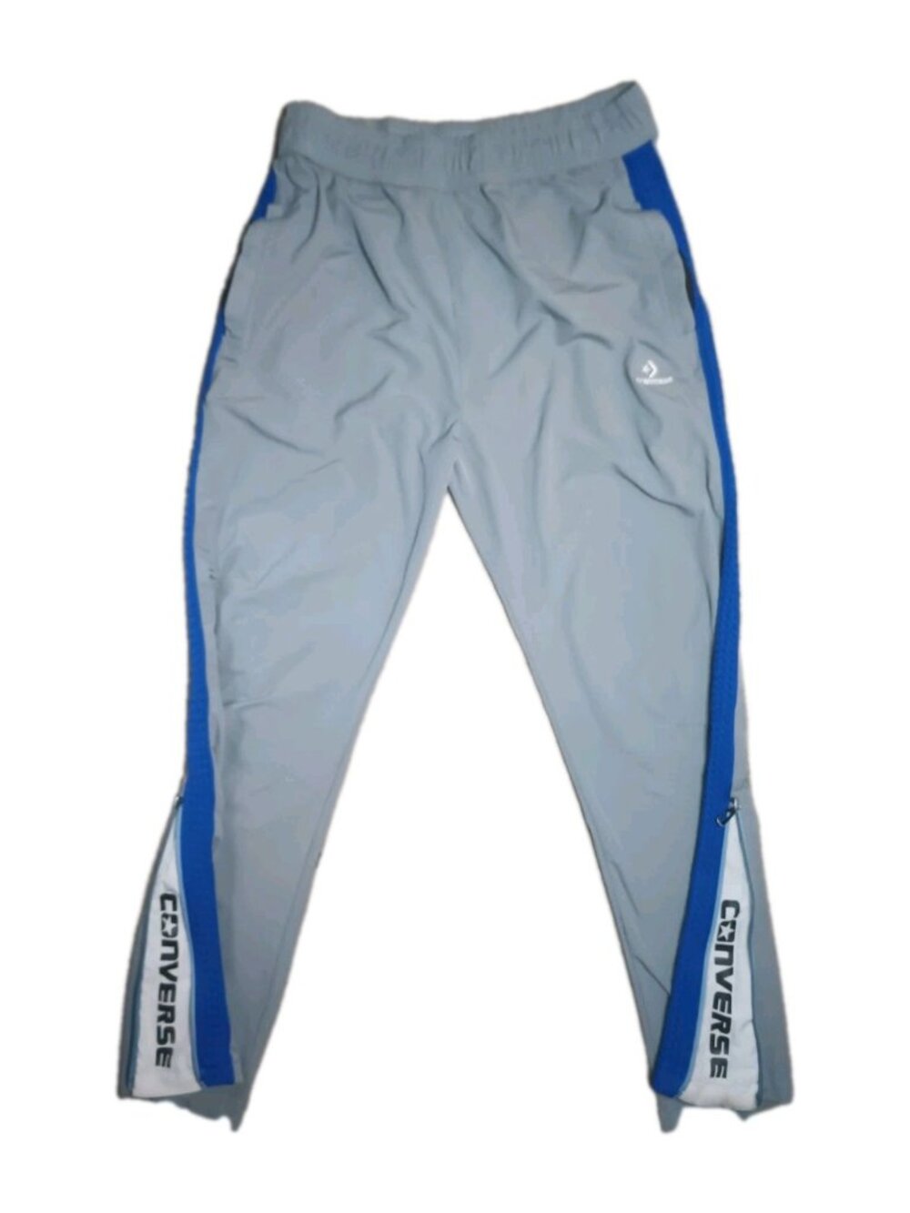 Converse Track Pants Gray Blue Side Stripes Converse Logo Joggers Size Mduim/Sml